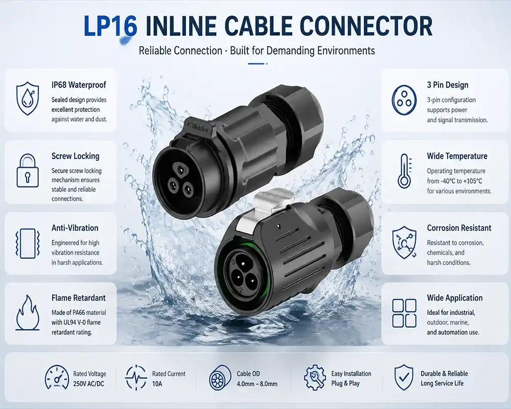 LP16 inline cable connector advantage LP16 inline cable connector advantage